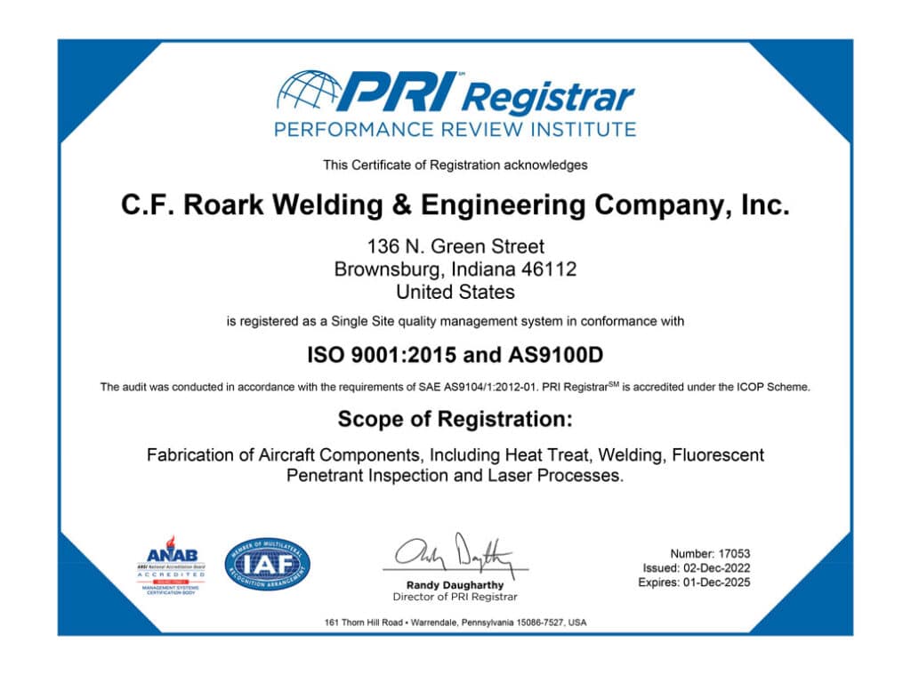 ISO9001-AS9100 Certificate