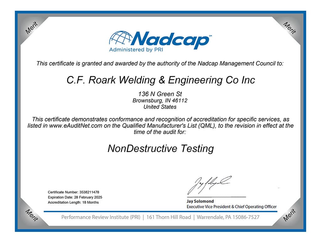 NonDestructive Testing Certificate