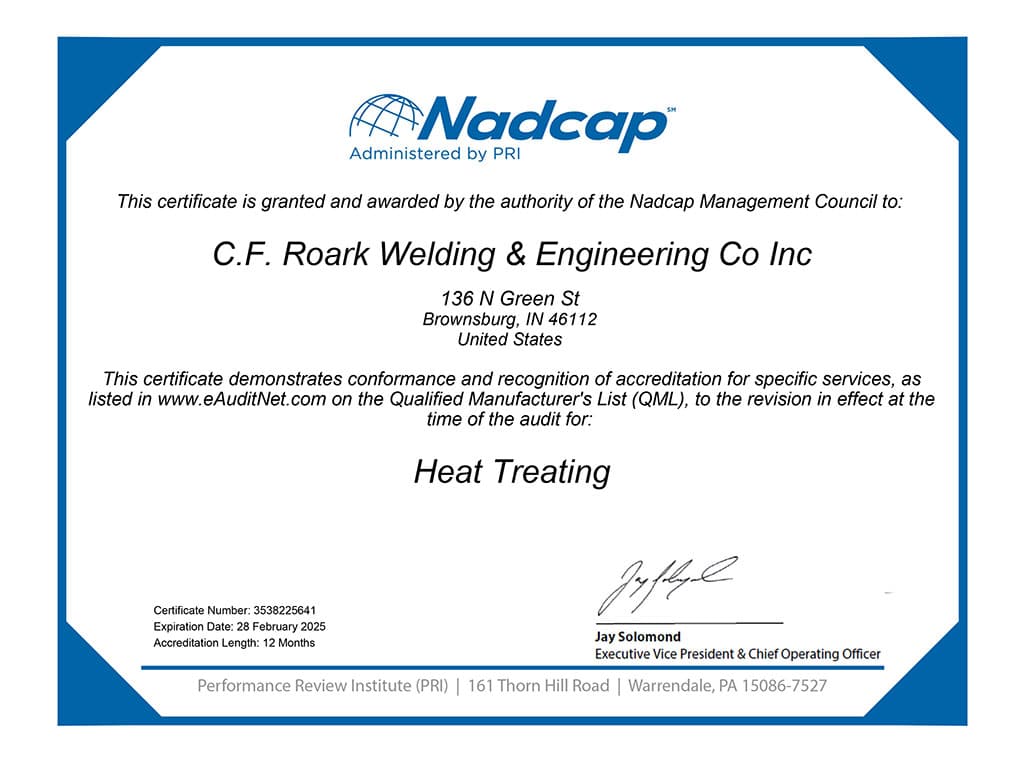 Heat Treating Certificate